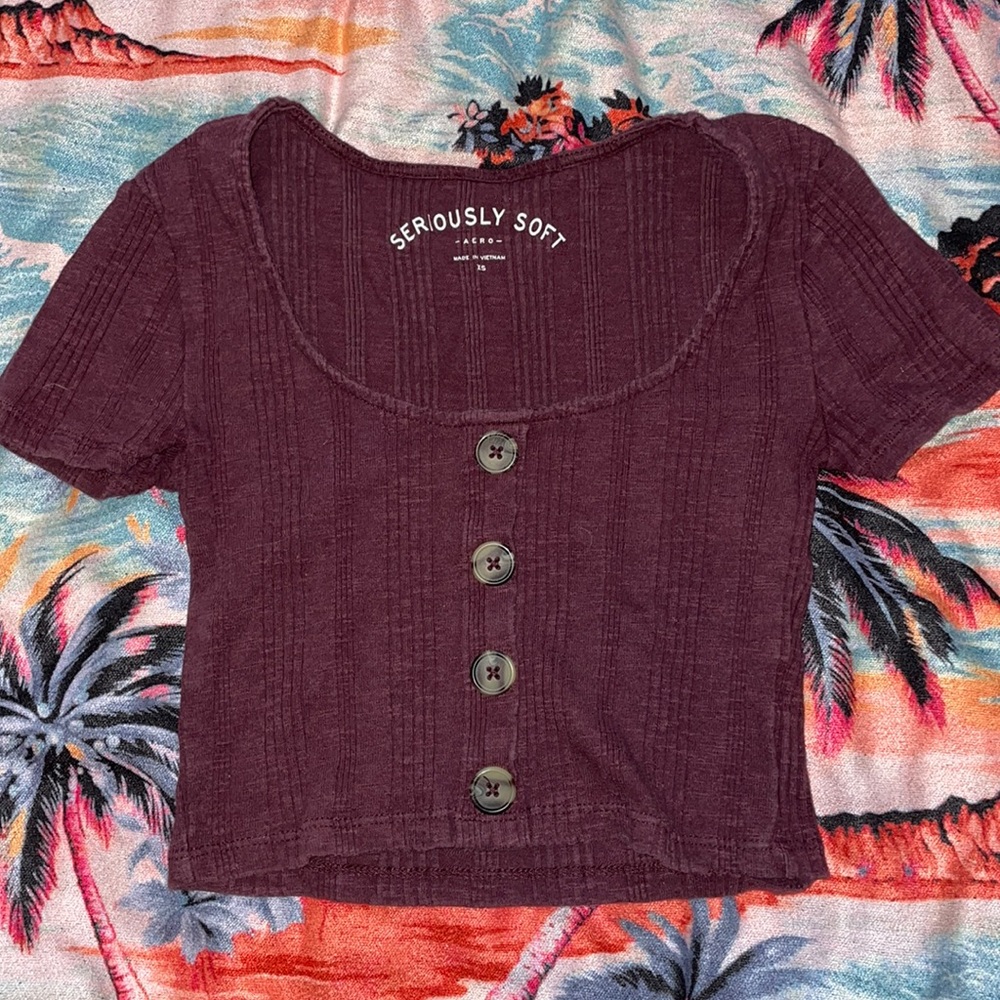 Aeropostale Seriously Soft Crop Top Berry Color Size XS